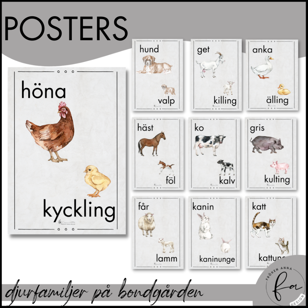 Posters Djurfamiljer Djur P Bondg Rden Fr Ken Anna