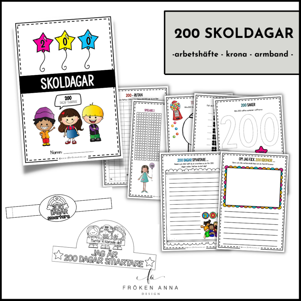 Temapaket: 200 Skoldagar Skolmaterial - Fröken Anna