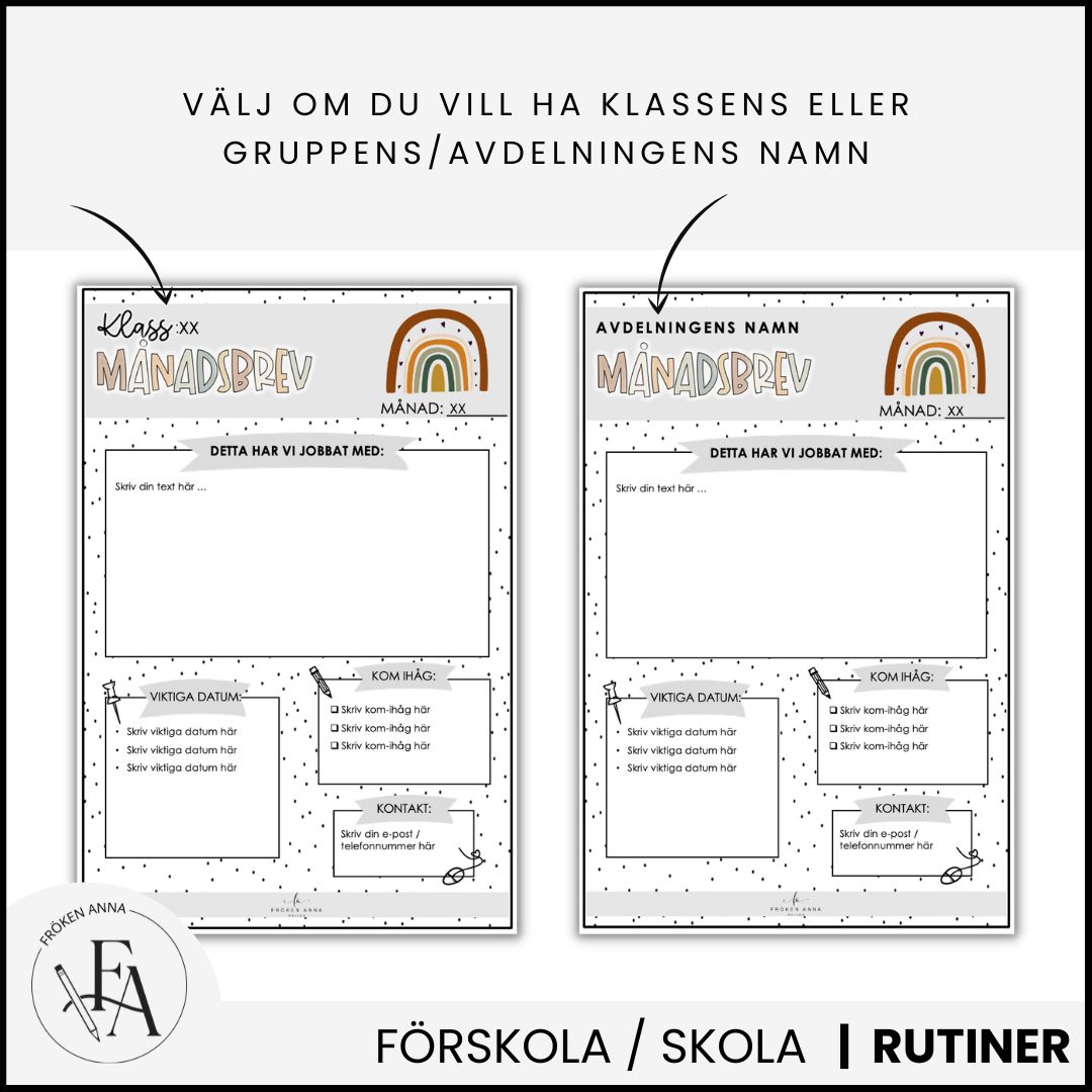 Mall för månadsbrev