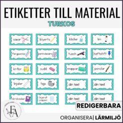 Redigerbara etiketter (turkos)