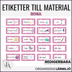 Redigerbara etiketter (rosa)