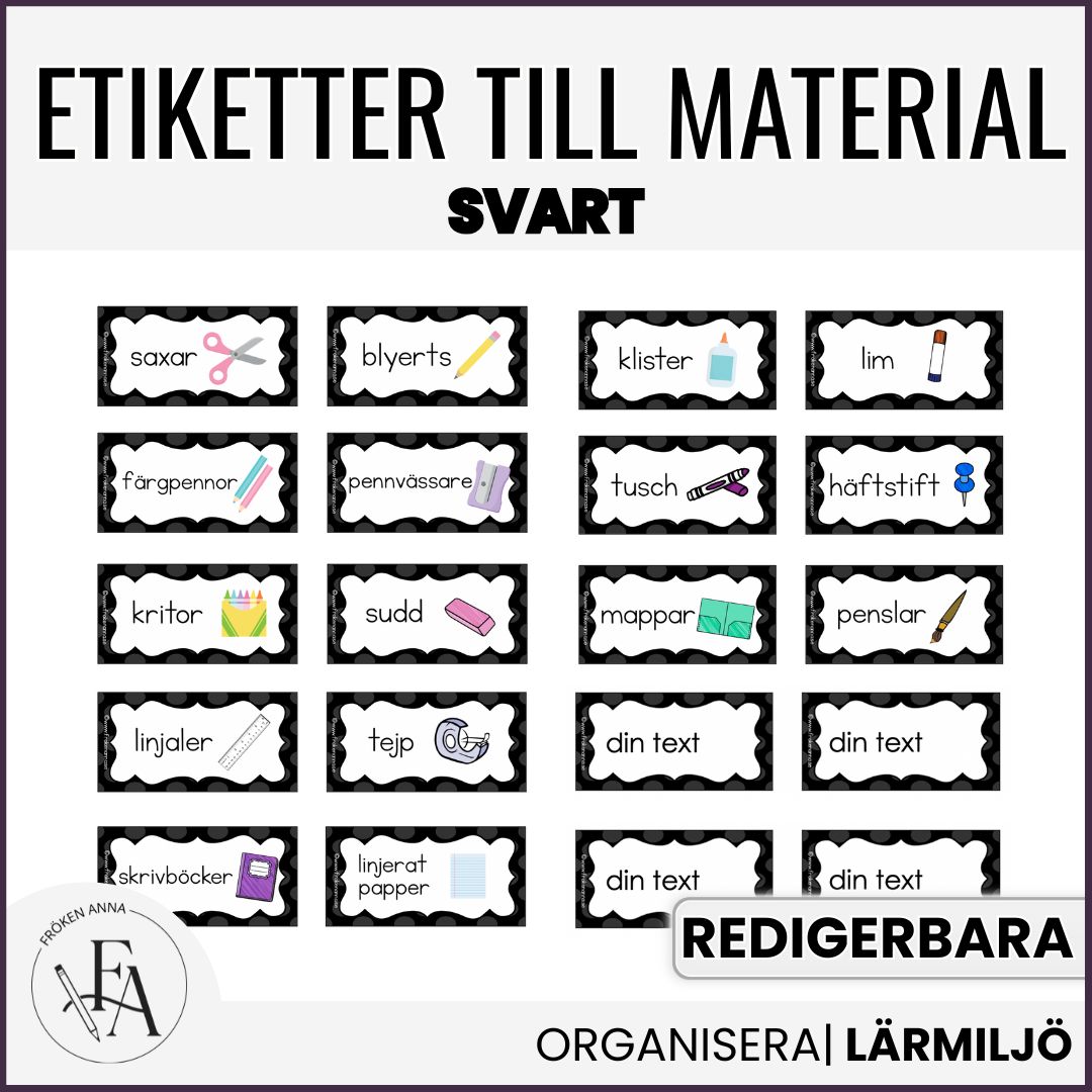 Redigerbara etiketter (svart)