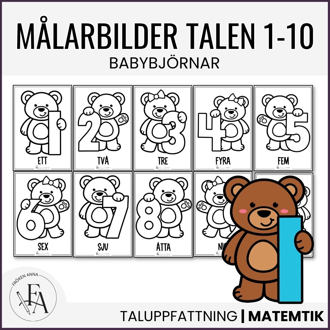 Målarbilder 0-10 | Babybjörnar
