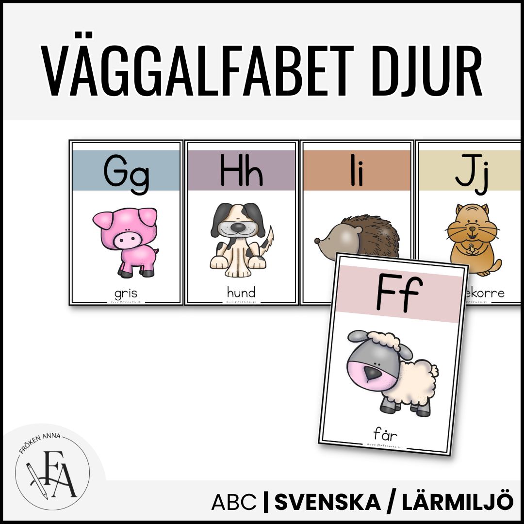 Väggalfabet djurtema, A4 + A5