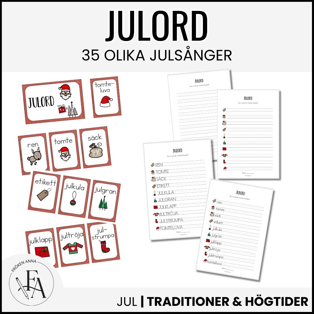 Julord (Ordkunskap, välskrivning, memory, handstil)