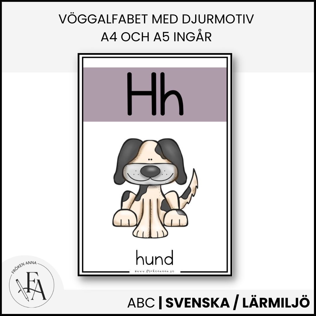 Väggalfabet djurtema, A4 + A5