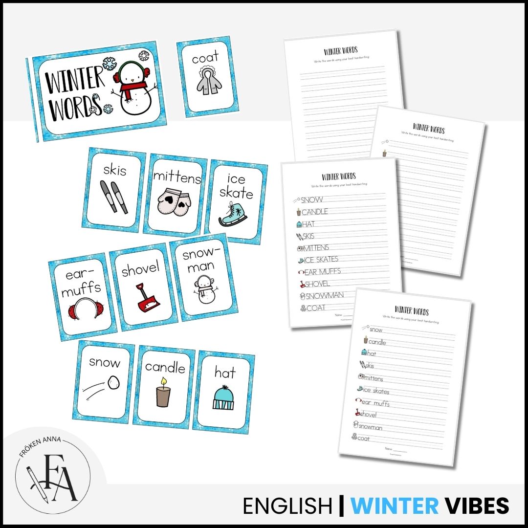 Vinterord (Ordkunskap, välskrivning, memory, handstil)