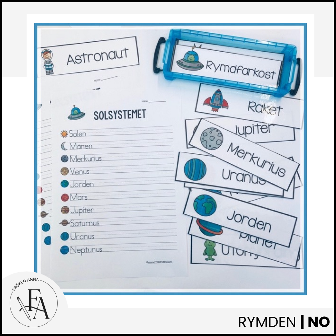 Rymdord och arbetsblad – ordkunskap, skrivträning och memory