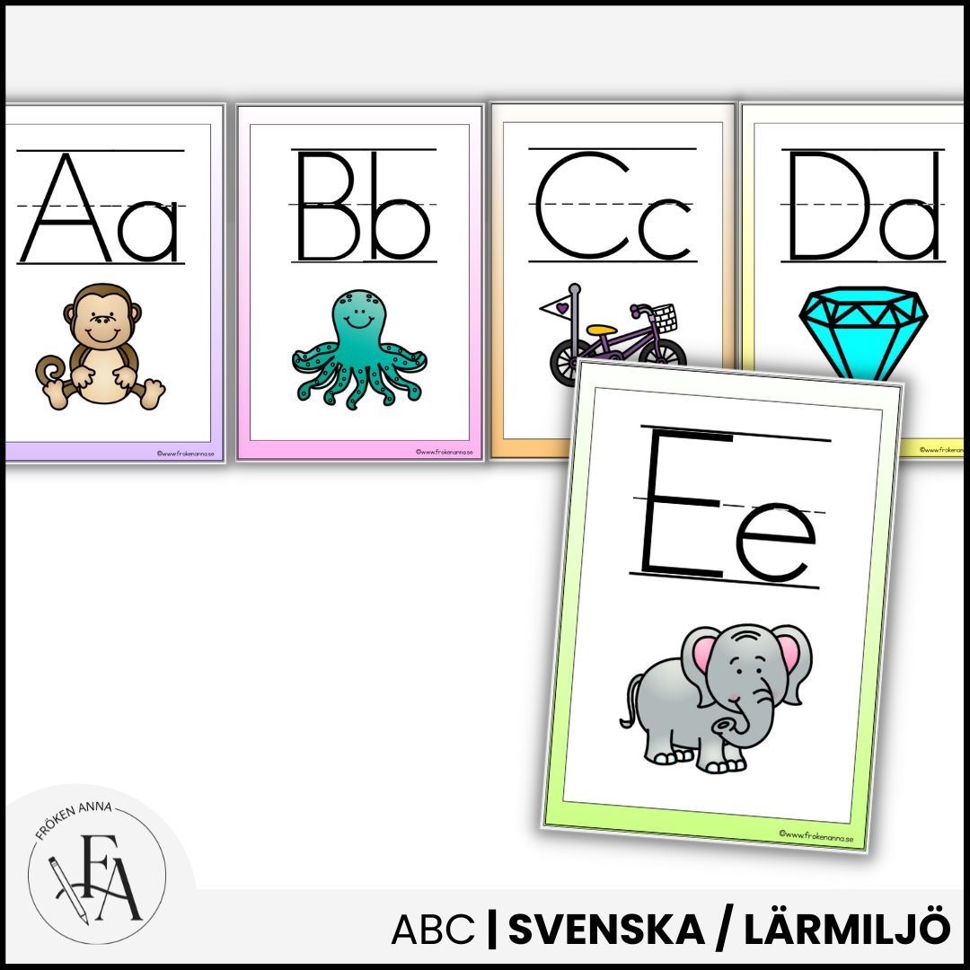 Väggalfabet regnbåge / pastell