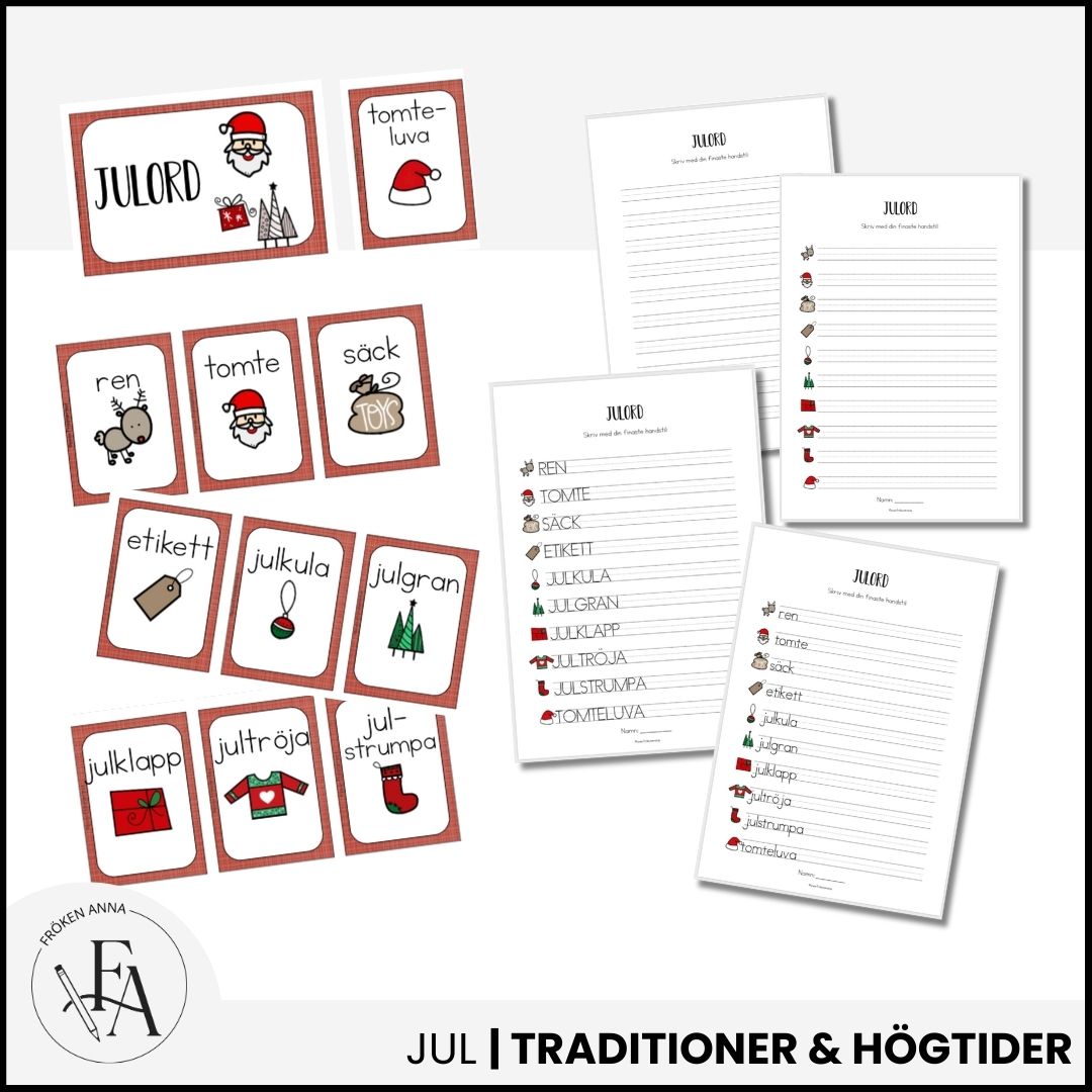 Julord (Ordkunskap, välskrivning, memory, handstil)