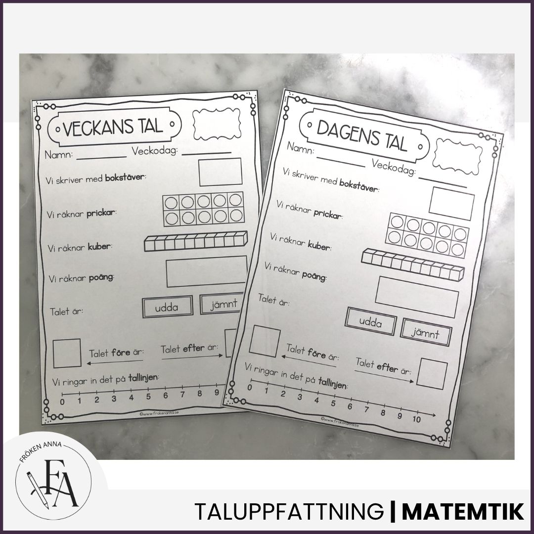 Startuppgift: Dagens / Veckans tal 0-9