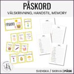 Påskord (Ordkunskap, välskrivning, memory, handstil)