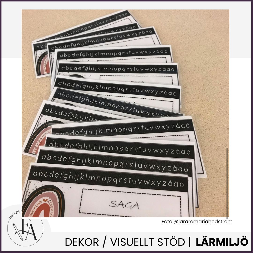 Namnskyltar / bänkhjälp med regnbågstema (redigerbara)