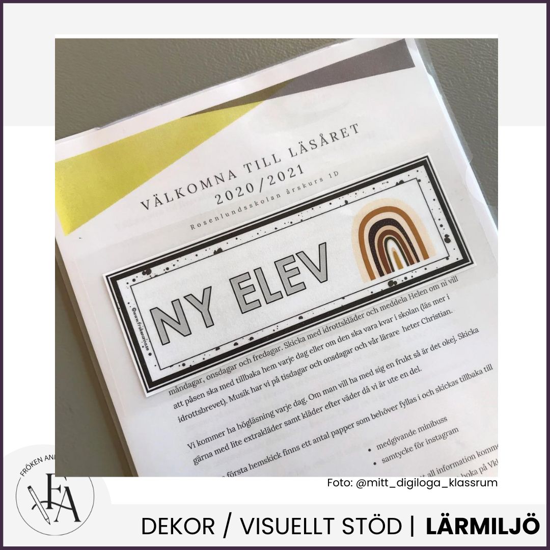 Namnskyltar / bänkhjälp med regnbågstema (redigerbara)