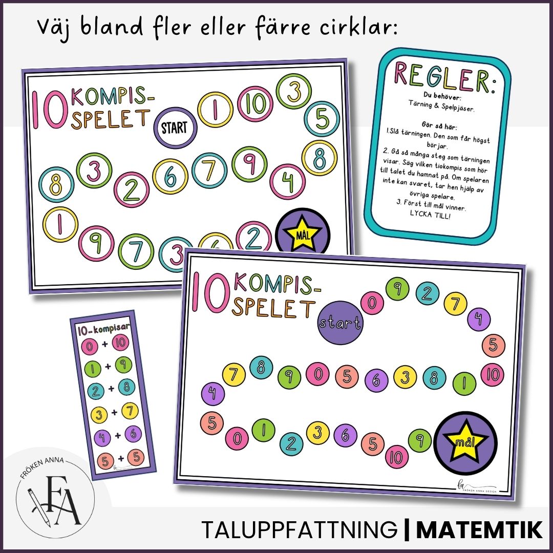 10-kompis-spelet (tema färgglatt): Lär dig tiokompisar / tiokamrater
