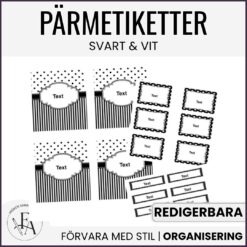 Pärmetiketter och klassrumsorganisering svart&vit
