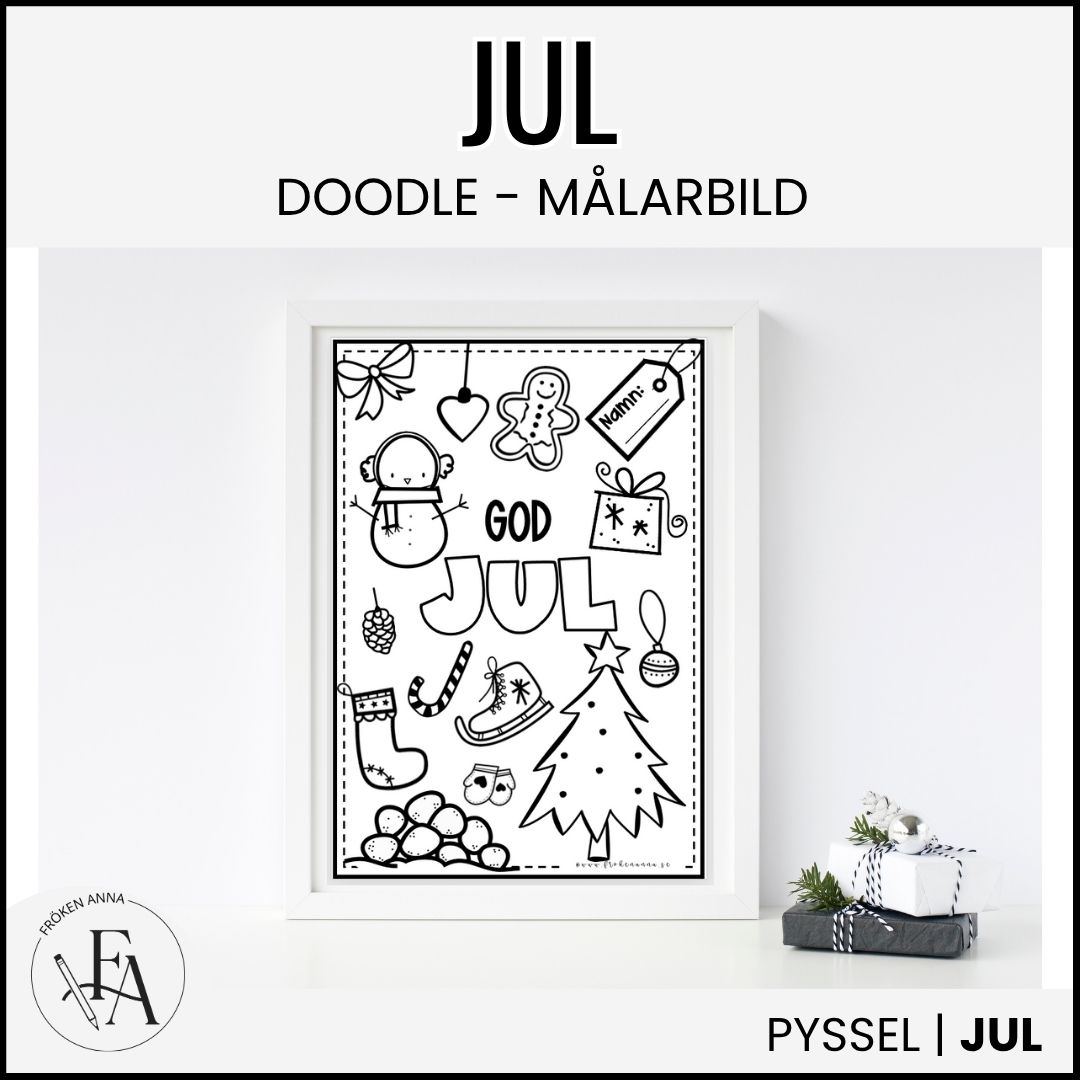 Målarbild doodle jul