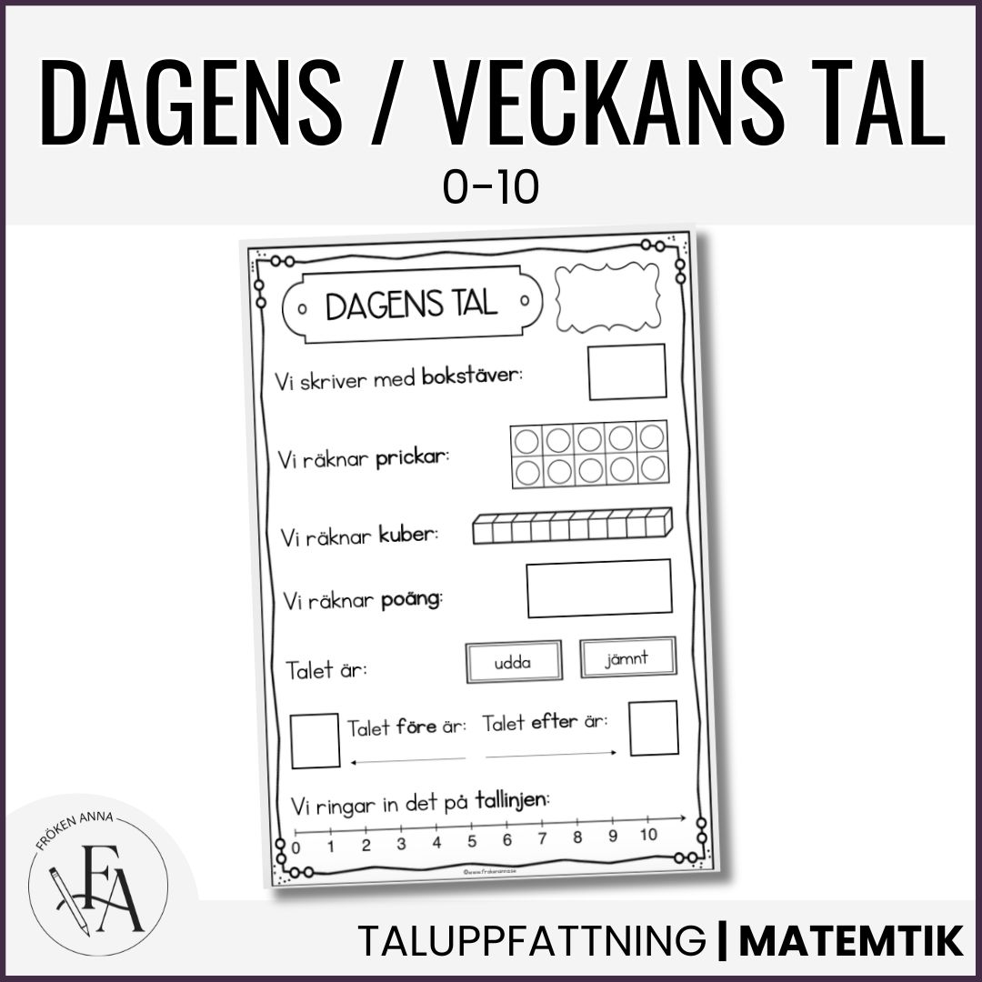 Startuppgift: Dagens / Veckans tal 0-9
