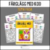 Färglägg med kod: Tema påsk