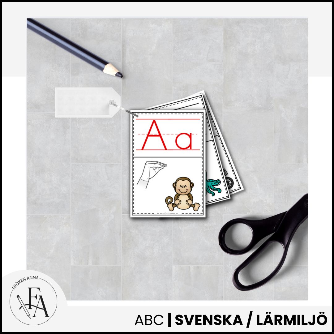 Väggalfabet med tecken som stöd