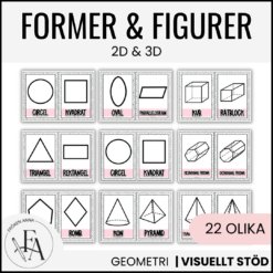 Bubbelgum: Posters - Geometriska former och figurer 2D & 3D (rosa)