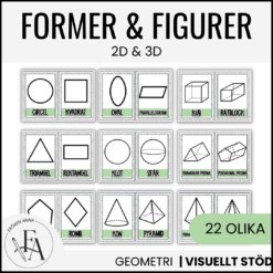 Posters: Geometriska former och figurer 2D & 3D (grön - bubbelgum)