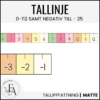 Tallinje 0 - 112 samt negativa tal (bubbelgum)
