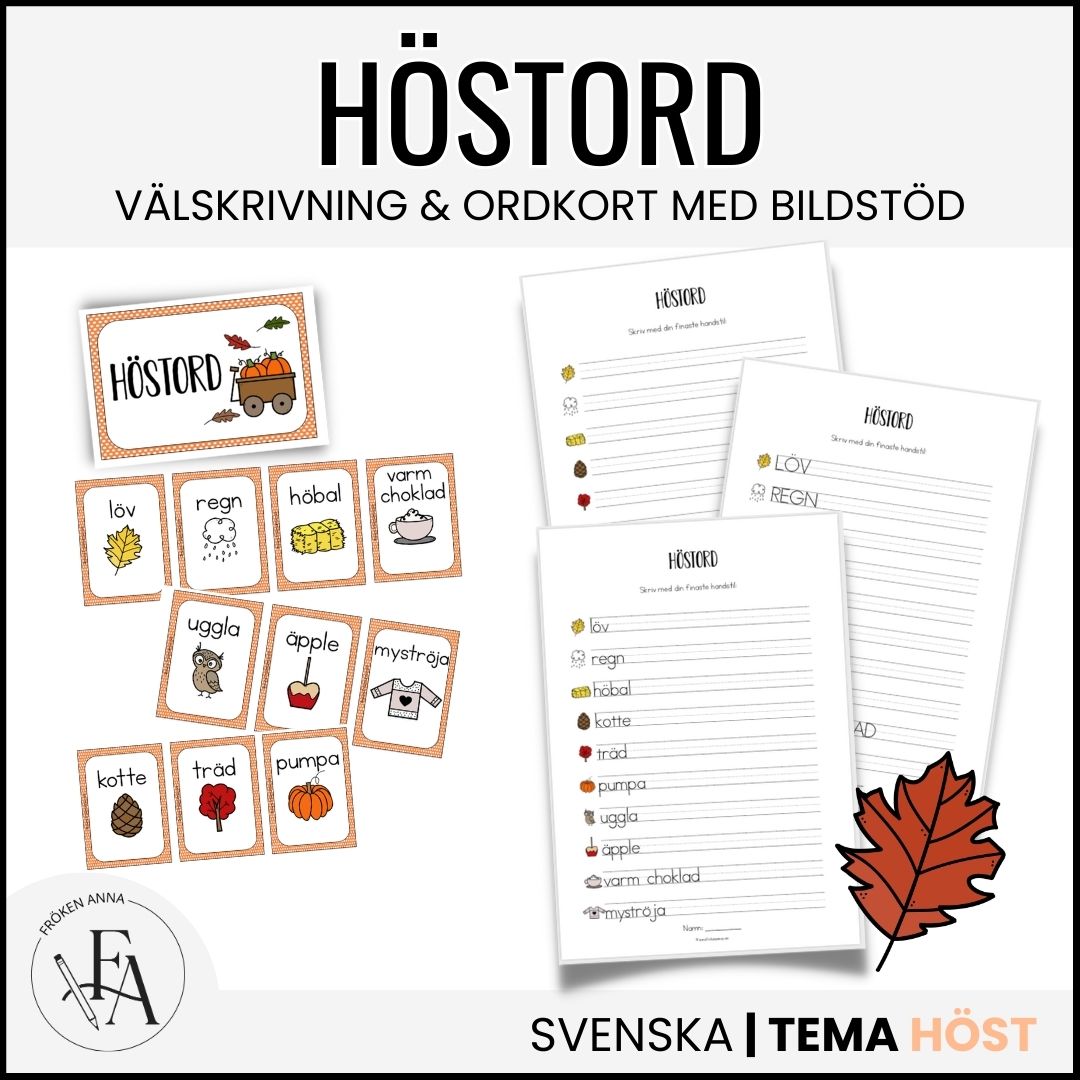Höstord (Ordkunskap, välskrivning, memory, handstil)