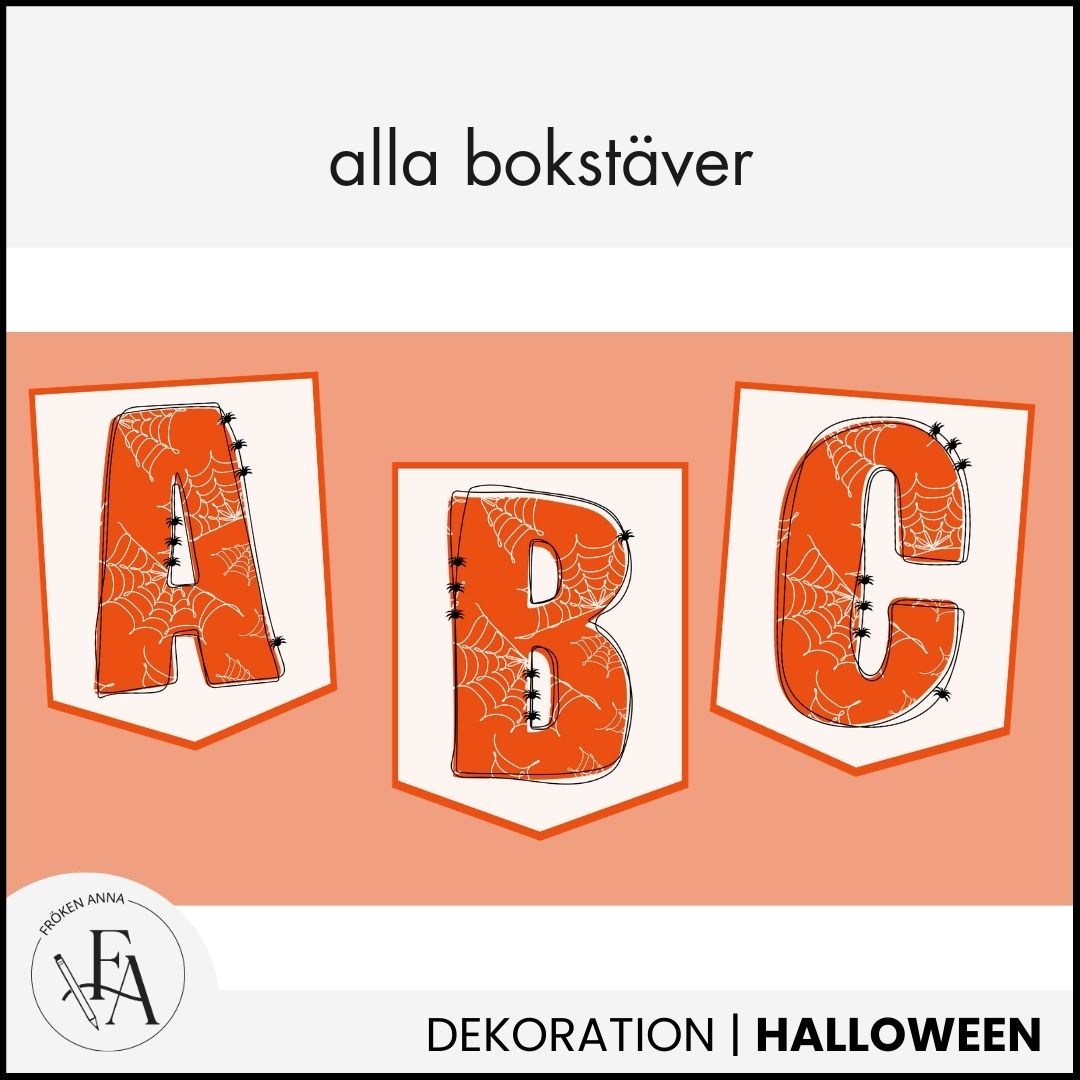 Halloweenvimpel alla bokstäver - skriv vad du vill!