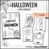 Målarbok Halloween: 17 målarbilder