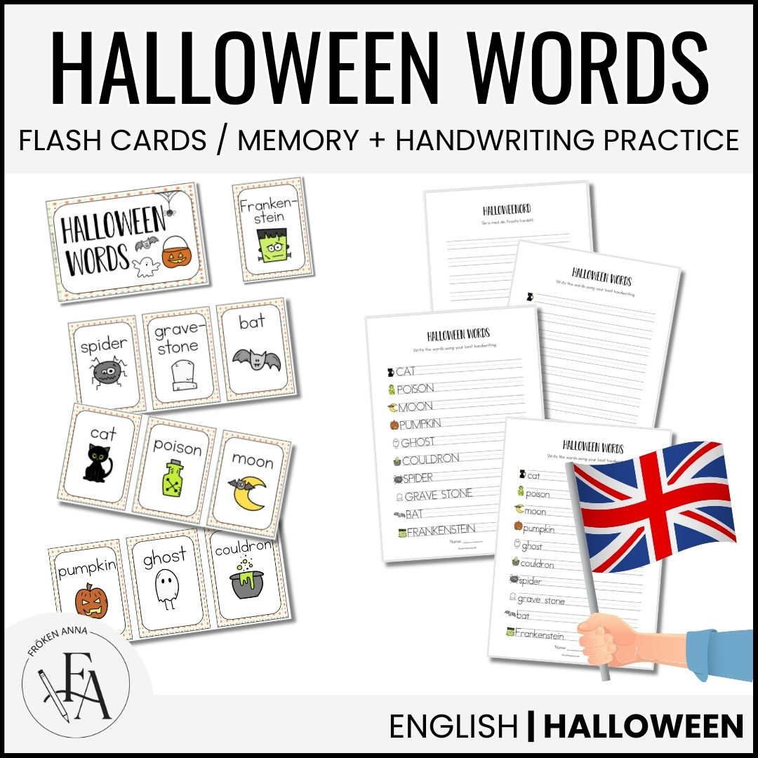 Halloween words (Ordkunskap, välskrivning, memory, handstil)