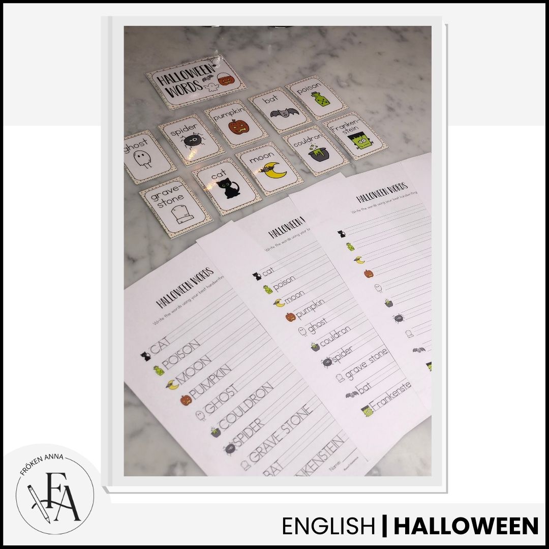 Halloween words (Ordkunskap, välskrivning, memory, handstil)