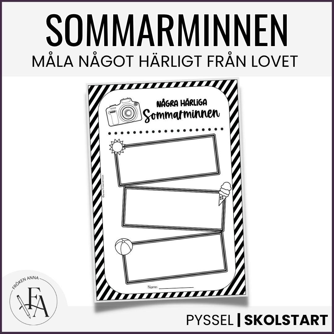 Mina sommarminnen - arbetsblad