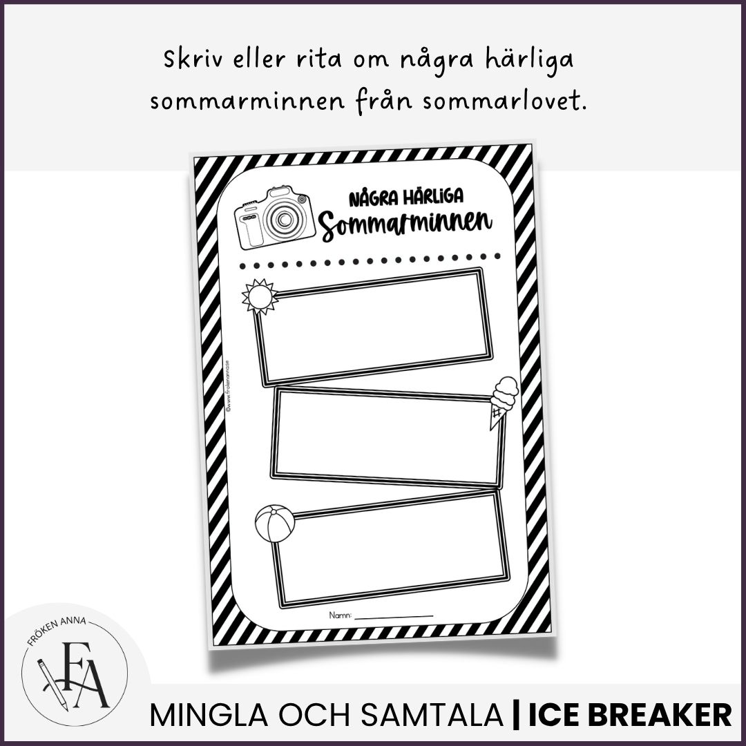 Mina sommarminnen - arbetsblad