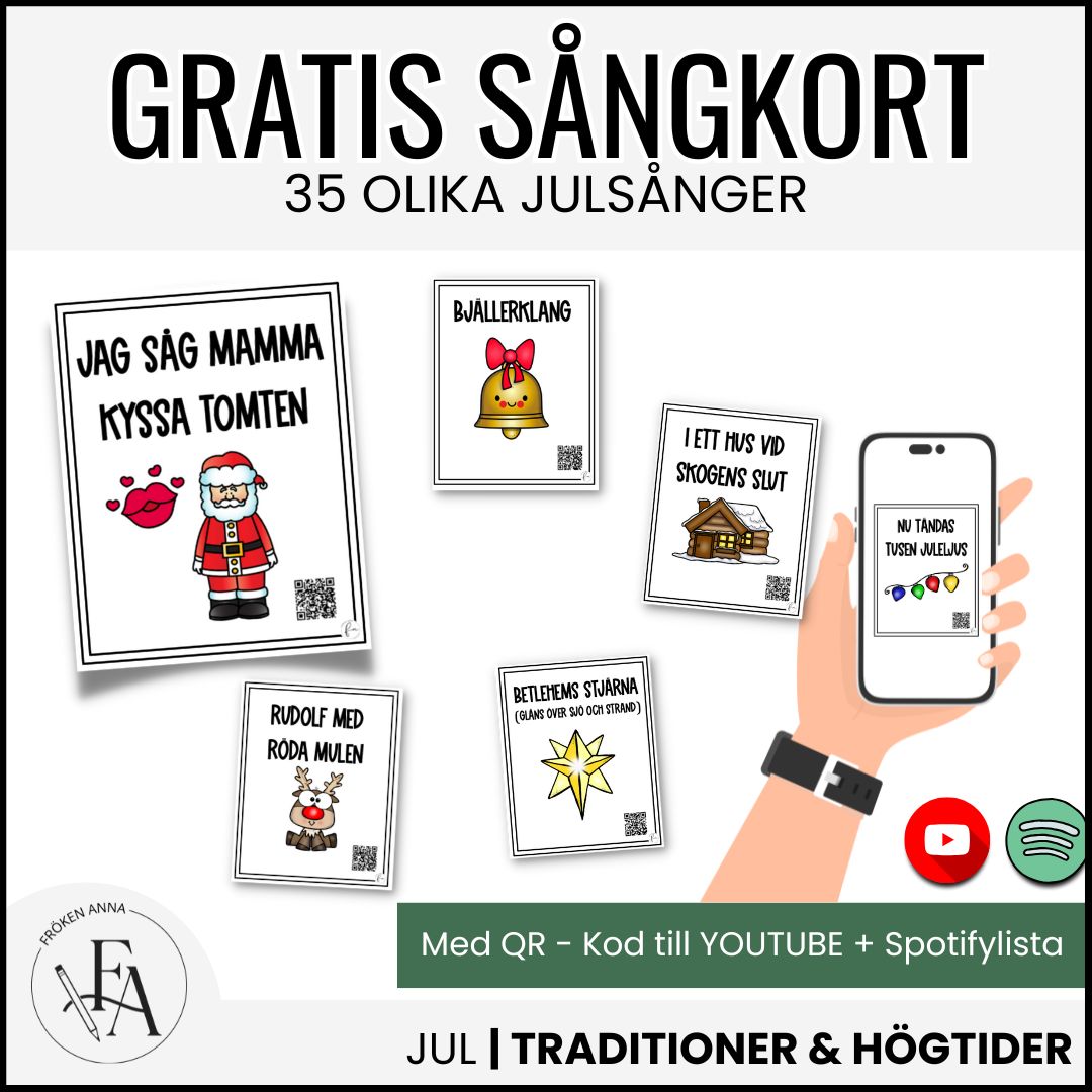 34 sångkort med bildstöd för barn - tema jul