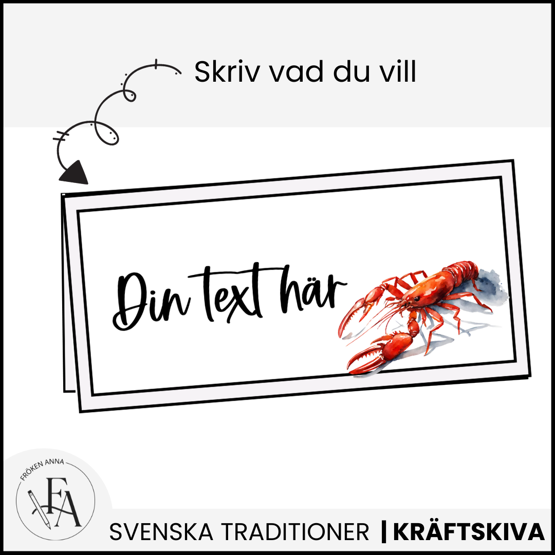 Familjepaket till Kräftskivan (dekoration, placeringskort, tipspromenad, skattjakt, snapsvisor & saftvisor mm)