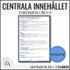CHECKLISTA över det Centrala innehållet åk 1-3 på ett elevnära språk: matematik