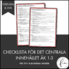 CHECKLISTA över det Centrala innehållet åk 1-3 på ett elevnära språk: Svenska & SVA