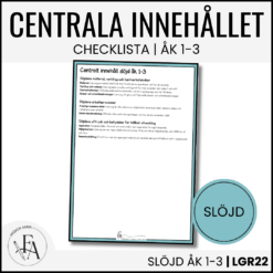 CHECKLISTA över det Centrala innehållet åk 1-3 på ett elevnära språk: slöjd