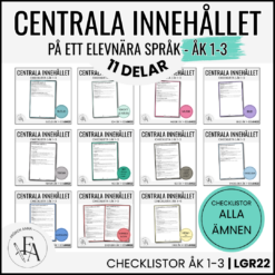 PAKET: CHECKLISTOR över det Centrala innehållet åk 1-3 på ett elevnära språk: ALLA ÄMNEN