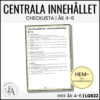 CHECKLISTA över det Centrala innehållet åk 1-6 på ett elevnära språk: hem- och konsumentkunskap