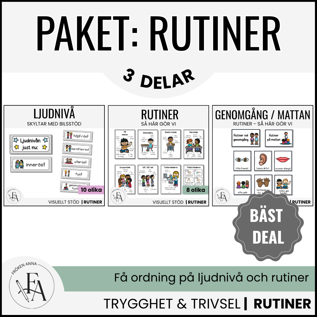 PAKET: Visuellt stöd för skolans & förskolans rutiner och struktur