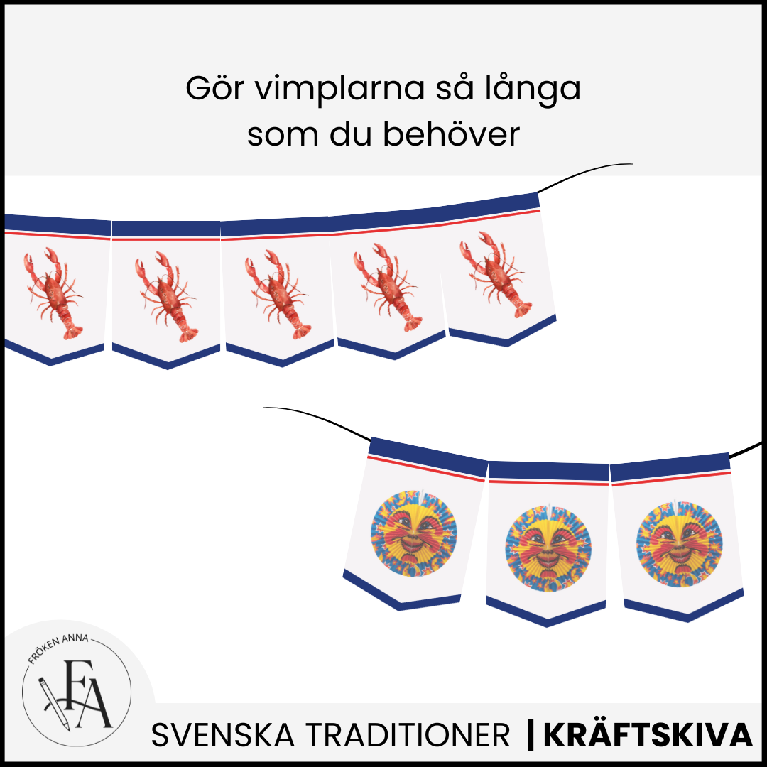 Familjepaket till Kräftskivan (dekoration, placeringskort, tipspromenad, skattjakt, snapsvisor & saftvisor mm)
