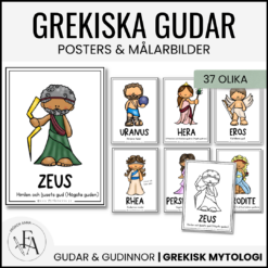 Grekiska gudar - Posters / Flashcards / Målarbilder
