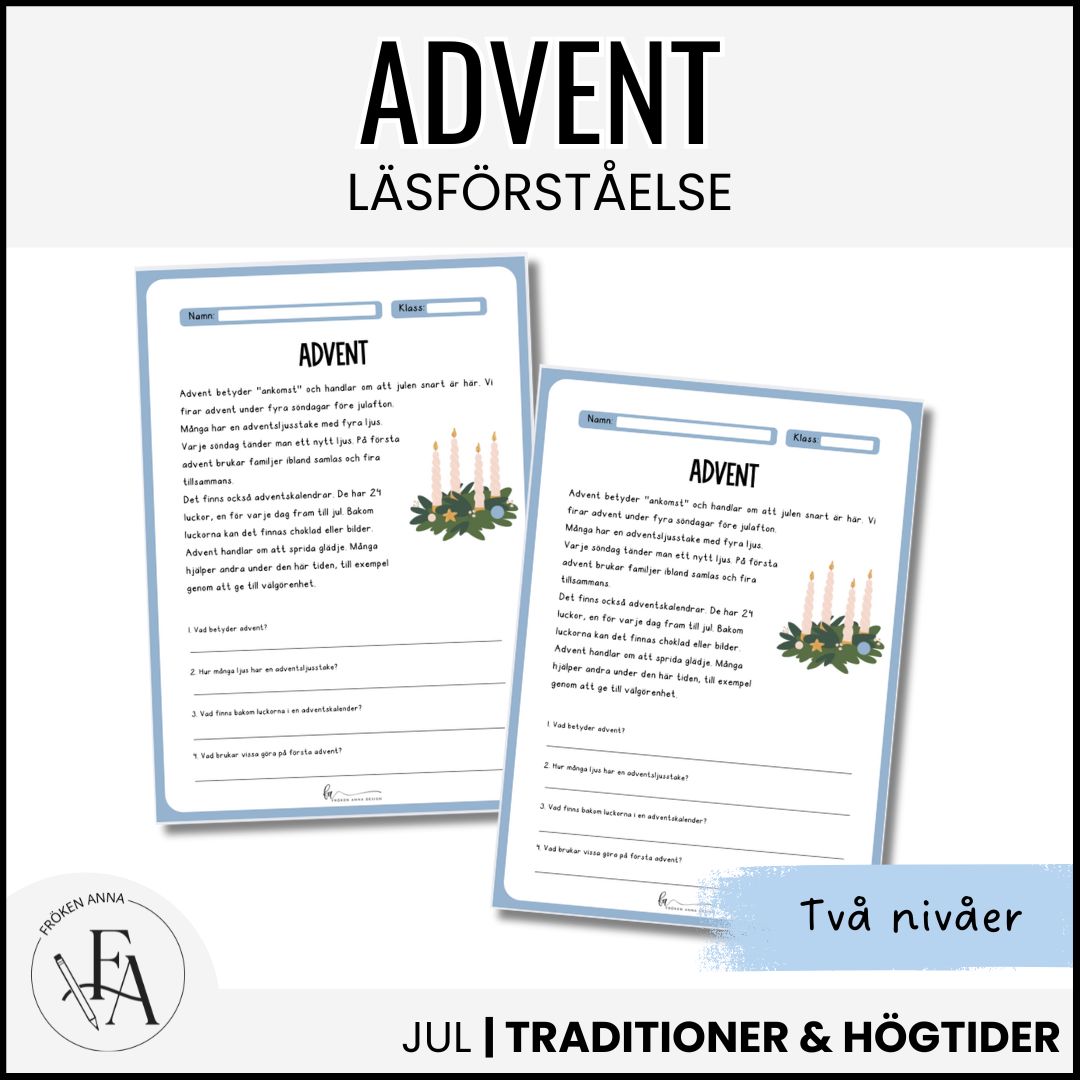 Läsförståelse Advent (två nivåer)