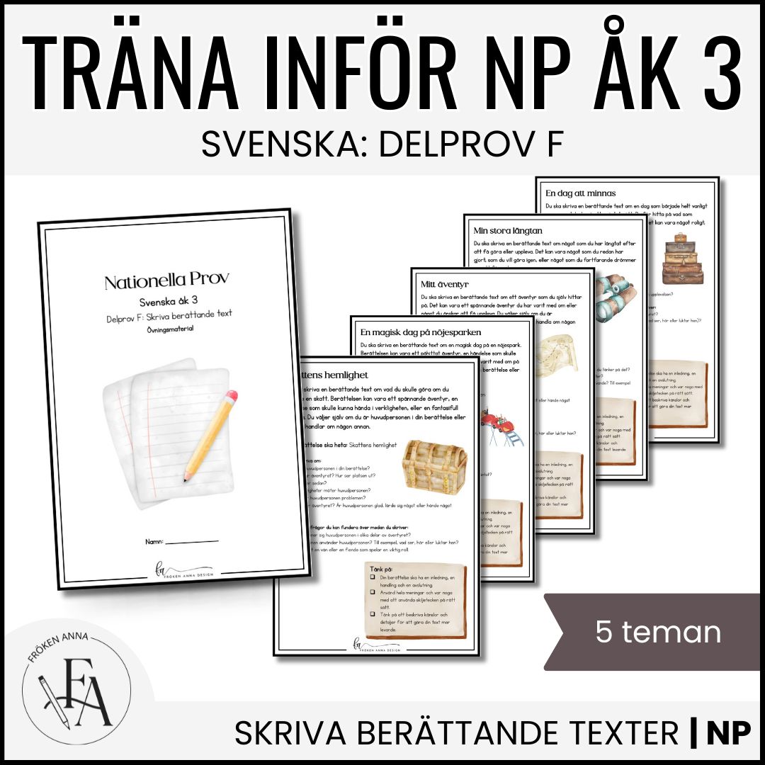 Träna inför NP / Nationella Prov i Svenska – Skriva berättande text (Åk 3)