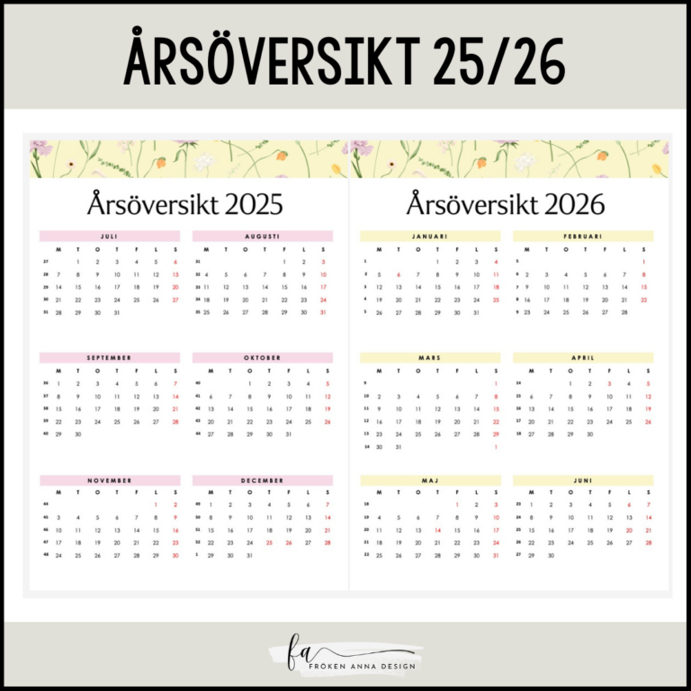 Lärarkalender 2025/2026 – Redigerbar och pedagogisk kalender