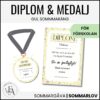 Diplom och medalj till förskoleavslutningen | Gul sommaräng