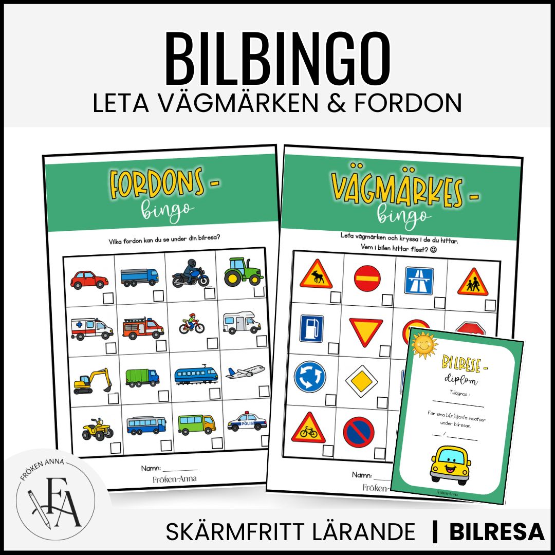 Bilbingo - Leta vägmärken och fordon