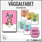 Väggalfabet med TAKK (tecken som stöd) | Rainbow